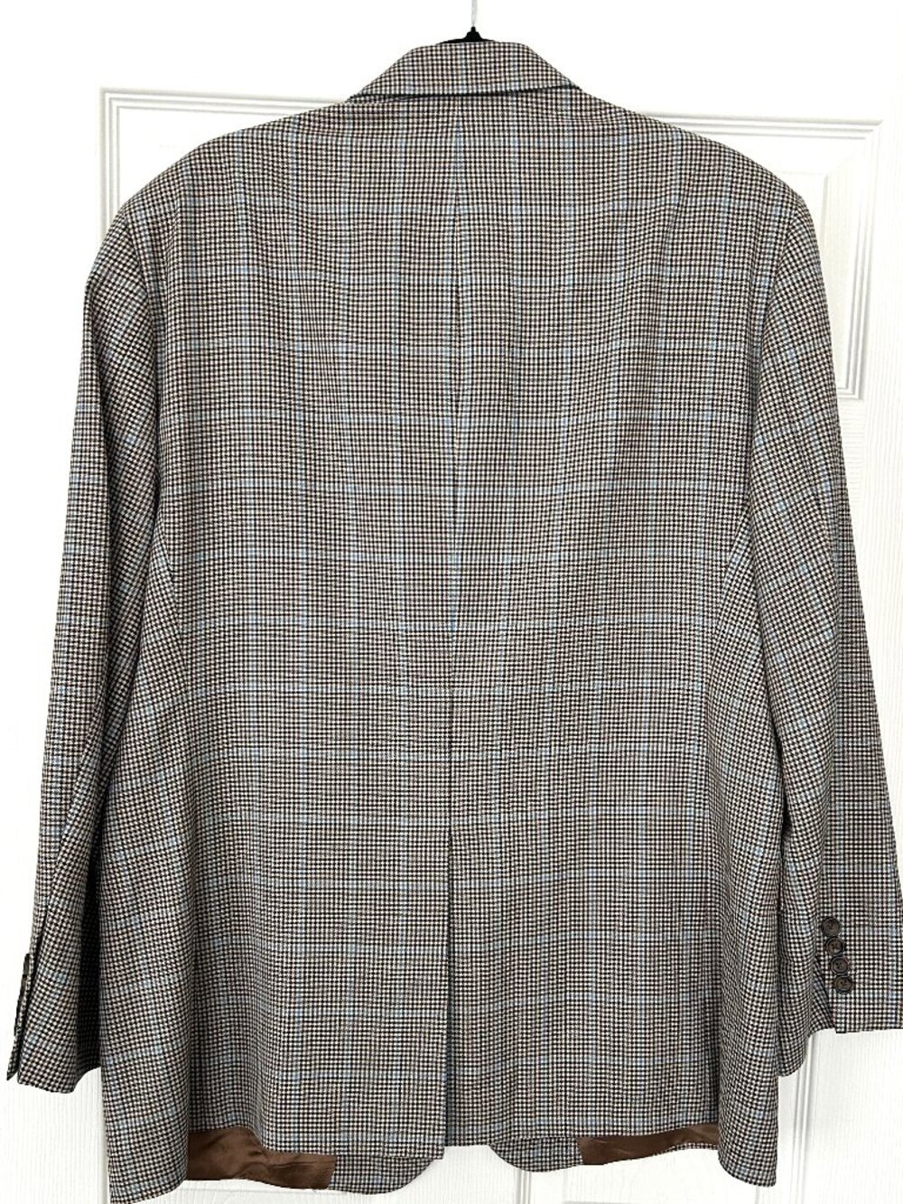 Brooks Brothers 346 Mens 46R Wool Blazer Brown Houndstooth Windowpane Sport Coat - Picture 9 of 10